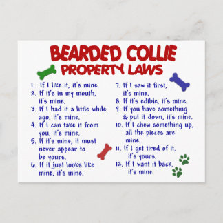 BEARDED COLLIE Property Laws 2 Postcard