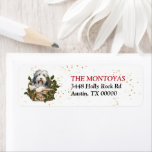 Bearded Collie Puppy Holly Basket Return Address Label