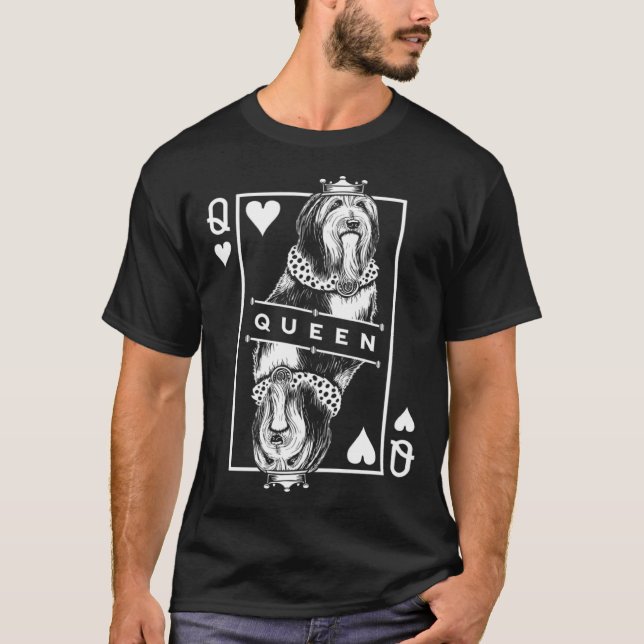 Bearded Collie Queen Of Hearts Beardie Dog  Pop T-Shirt (Front)