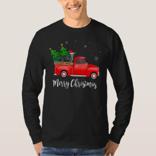 Bearded Collie Red Truck Christmas Tree Xmas Dog T-Shirt