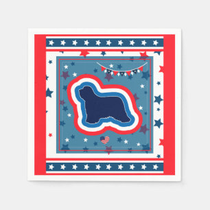 Bearded Collie Red White And Blue 4th Of July Napkins