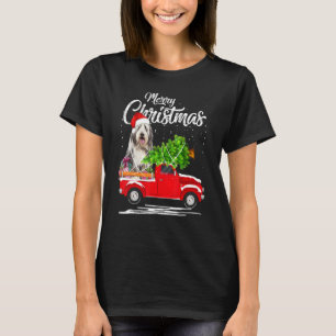 Bearded Collie Ride Red Truck Christmas Pajama T-Shirt