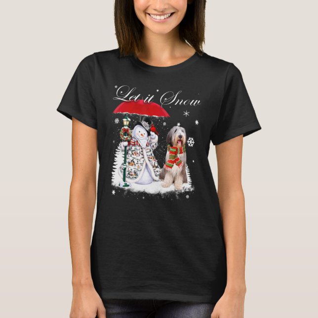 Bearded Collie Santa Dog Christmas Snowman Xmas Pa T-Shirt (Front)