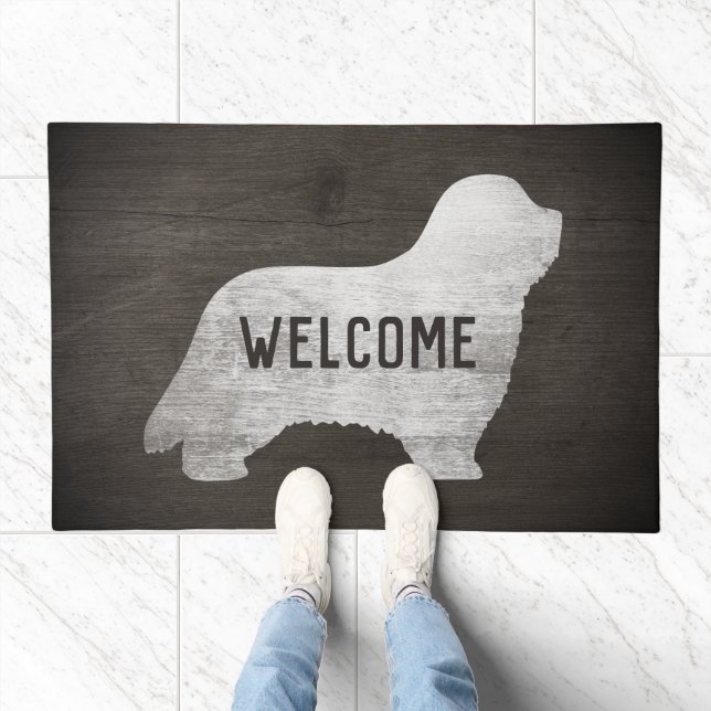 Bearded Collie Silhouette Beardie Dog Personalized Doormat (Indoor)