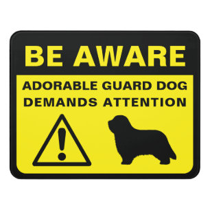 Bearded Collie Silhouette Funny Guard Dog Warning Door Sign