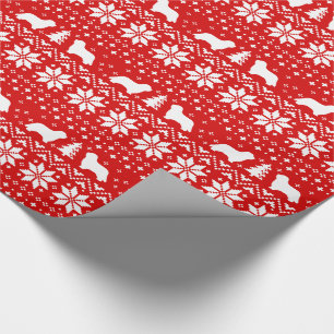 Bearded Collie Silhouettes Christmas Dogs Holiday Wrapping Paper