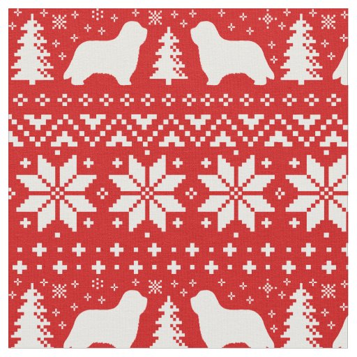 Bearded Collie Silhouettes Dogs Christmas Holiday Fabric