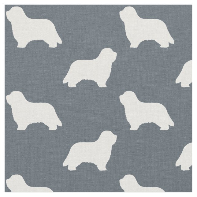 Bearded Collie Silhouettes | Dogs Pattern Fabric (Close Up)