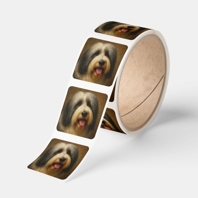 Bearded Collie Square Sticker (Roll)