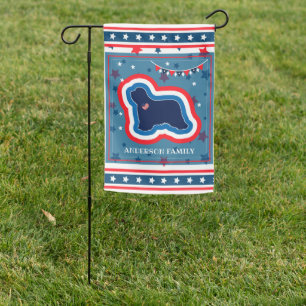 Bearded Collie Stars Red White And Blue 4th July Garden Flag