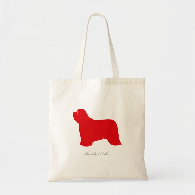 Bearded Collie Tote Bag (red silhouette) (Front)