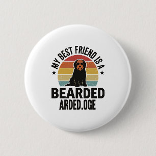 Bearded Collie Vintage Sunset Dog Lover Design_1 Button
