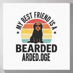 Bearded Collie Vintage Sunset Dog Lover Design_1 Canvas Photo Tile