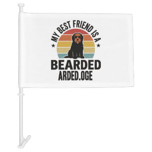 Bearded Collie Vintage Sunset Dog Lover Design_1 Car Flag