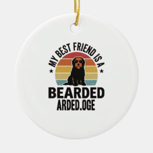 Bearded Collie Vintage Sunset Dog Lover Design_1 Ceramic Ornament