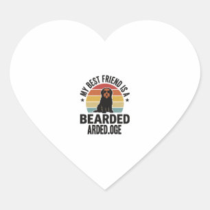 Bearded Collie Vintage Sunset Dog Lover Design_1 Heart Sticker