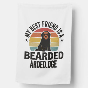 Bearded Collie Vintage Sunset Dog Lover Design_1 House Flag