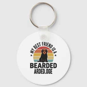 Bearded Collie Vintage Sunset Dog Lover Design_1 Keychain