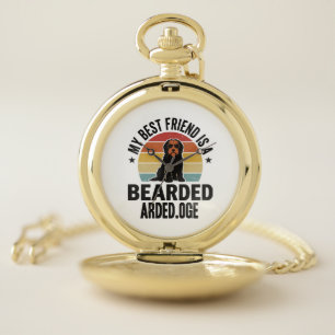 Bearded Collie Vintage Sunset Dog Lover Design_1 Pocket Watch