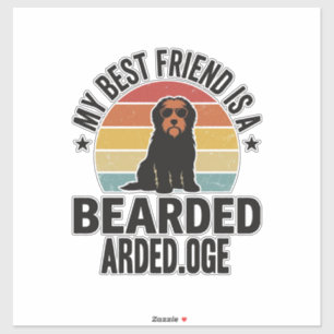 Bearded Collie Vintage Sunset Dog Lover Design_1 Sticker