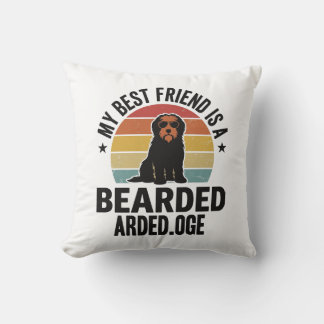 Bearded Collie Vintage Sunset Dog Lover Design_1 Throw Pillow
