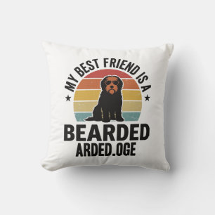 Bearded Collie Vintage Sunset Dog Lover Design_1 Throw Pillow