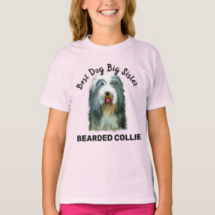 Bearded Collie watercolor best dog big sister T-Shirt