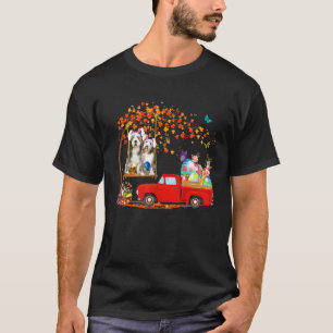 Bearded Collie Wearing Bunny Ear Red Truck With Eg T-Shirt