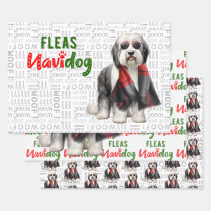 Bearded Collie Wrapping Paper Flat Sheet Set of 3