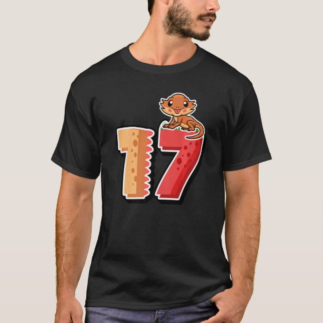 Bearded Dragon 17th Birthday  Reptile Animal Graph T-Shirt (Front)