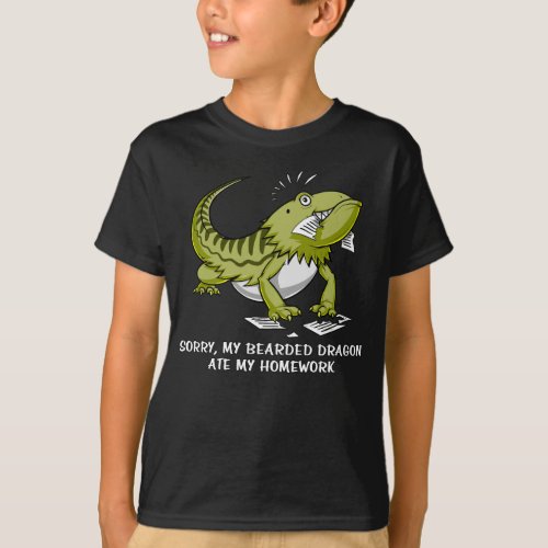 Bearded Dragon Ate My Homework Student Lizard T_Shirt