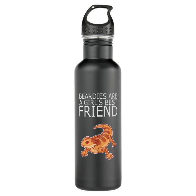 Bearded Dragon BEARDIES GIRLS BEST FRIEND Lizard Stainless Steel Water Bottle (Front)