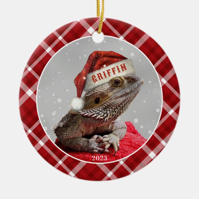 Bearded Dragon Ceramic Circle Ornament (Front)