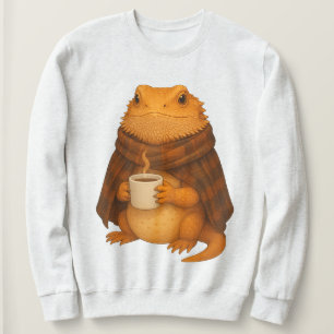 Bearded Dragon Christmas - Cozy Dragon in Blanket Sweatshirt