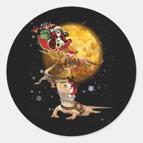 Bearded Dragon Christmas For Reptile Lover Classic Round Sticker