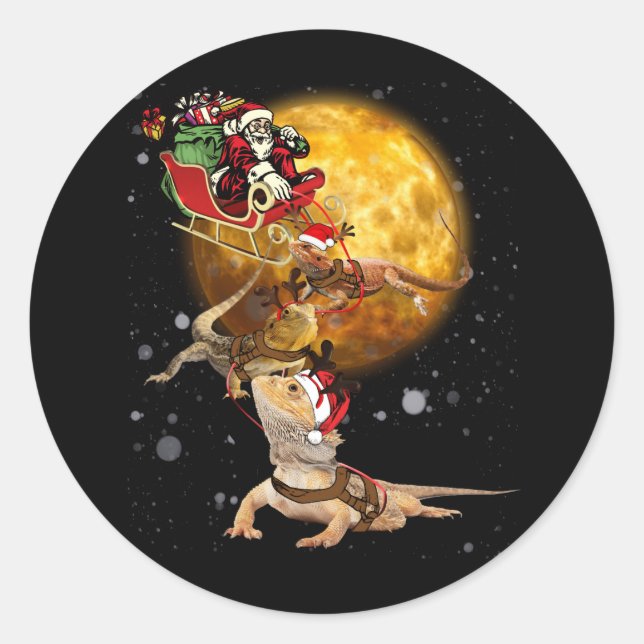 Bearded Dragon Christmas For Reptile Lover Classic Round Sticker (Front)