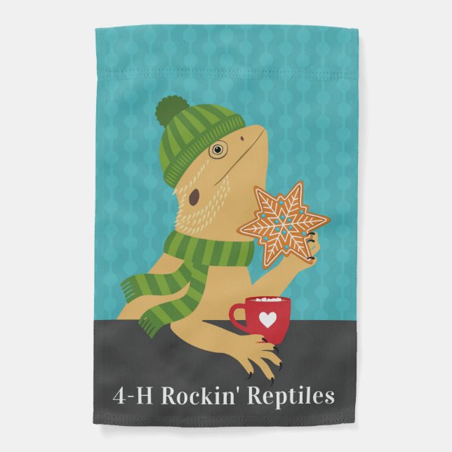 Bearded Dragon Christmas Snowflake Garden Flag (Front)