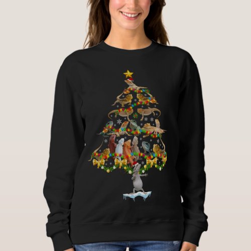 Bearded Dragon Christmas Tree Funny Reptile Lover  Sweatshirt