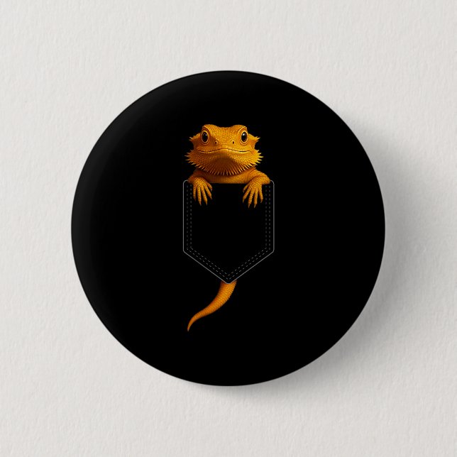 Bearded Dragon Cket Cute Exotic Lizard Reptile Pet Button (Front)