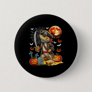 Bearded Dragon Cosplay Pirate Halloween Carved Pum Button