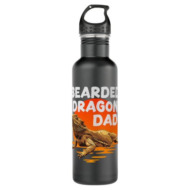 Bearded Dragon Dad Lizard Herpetologist Pogona  Stainless Steel Water Bottle (Front)