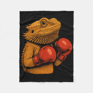 Bearded Dragon Dressed As A Boxer Funny Boxing Fleece Blanket