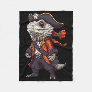 Bearded Dragon Dressed As A Pirate Funny Halloween Fleece Blanket