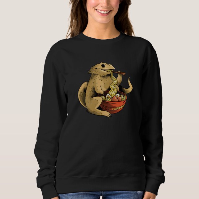 Bearded Dragon Eating Ramen Noodles Kawaii Cute Fu Sweatshirt (Front)
