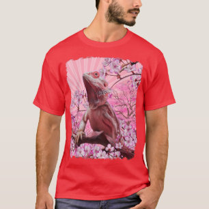 Bearded Dragon Esthetic Pink Sakura Cherry Blosso T-Shirt