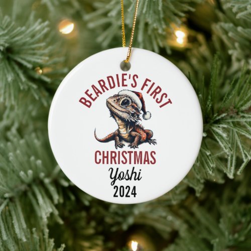 Bearded Dragon First Christmas 2024 Ceramic Ornament