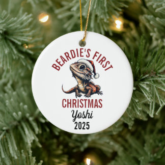 Bearded Dragon First Christmas 2025 Ceramic Ornament
