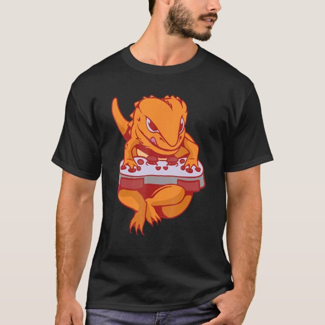Bearded Dragon Gamer Boys Kids Video Game Players  T-Shirt (Front)