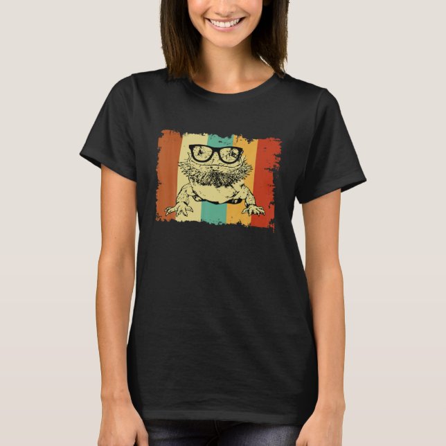 Bearded Dragon Glasses Nerd  Animal Optician Vinta T-Shirt (Front)