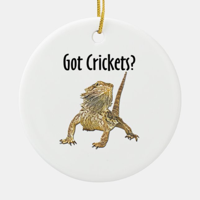 Bearded Dragon Got Crickets Ceramic Ornament (Front)